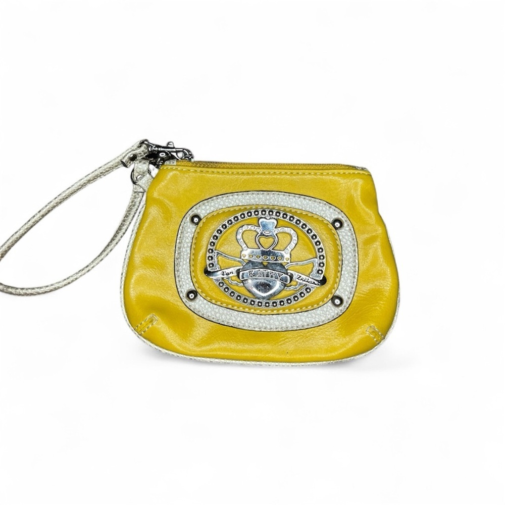 Y2K Yellow Leather Kathy Van Zeeland Wristlet | Coin Purse